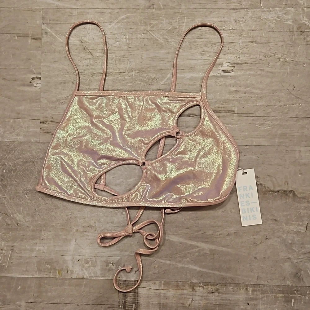 💕FRANKIES BIKINIS💕 Jamilla Iridescent String Top ~ Gilded Angel Large L NWT